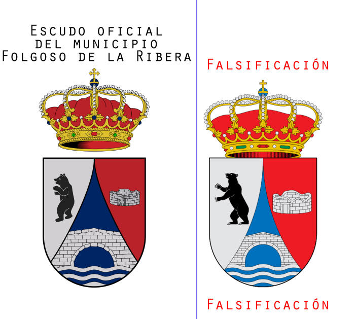 Escudo oficial Folgoso de la Ribera vs falso